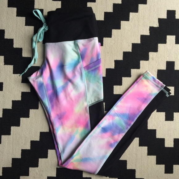 Popflex Pants - POPFLEX Pastel Tie-Dye High-Waist Leggings with Black Accents